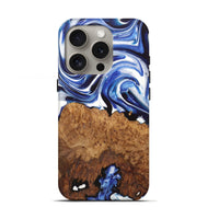 iPhone 16 Pro Wood+Resin Live Edge Phone Case - Adelyn (Blue, 722771)