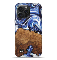 iPhone 16 Pro Max Wood+Resin Live Edge Phone Case - Adelyn (Blue, 722771)