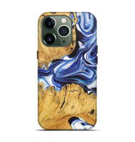 iPhone 13 Pro Wood+Resin Live Edge Phone Case - Callie (Blue, 722772)