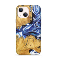 iPhone 14 Wood+Resin Live Edge Phone Case - Callie (Blue, 722772)