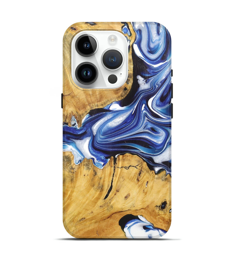 iPhone 15 Pro Wood+Resin Live Edge Phone Case - Callie (Blue, 722772)