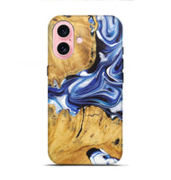 iPhone 16 Wood+Resin Live Edge Phone Case - Callie (Blue, 722772)