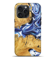 iPhone 16 Pro Max Wood+Resin Live Edge Phone Case - Callie (Blue, 722772)