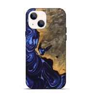 iPhone 14 Wood+Resin Live Edge Phone Case - Colleen (Blue, 722773)