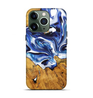 iPhone 13 Pro Wood+Resin Live Edge Phone Case - Fatima (Blue, 722774)