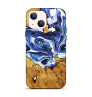 iPhone 14 Wood+Resin Live Edge Phone Case - Fatima (Blue, 722774)