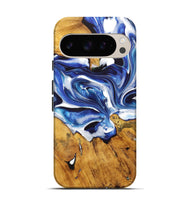 Pixel 9 Wood+Resin Live Edge Phone Case - Fatima (Blue, 722774)