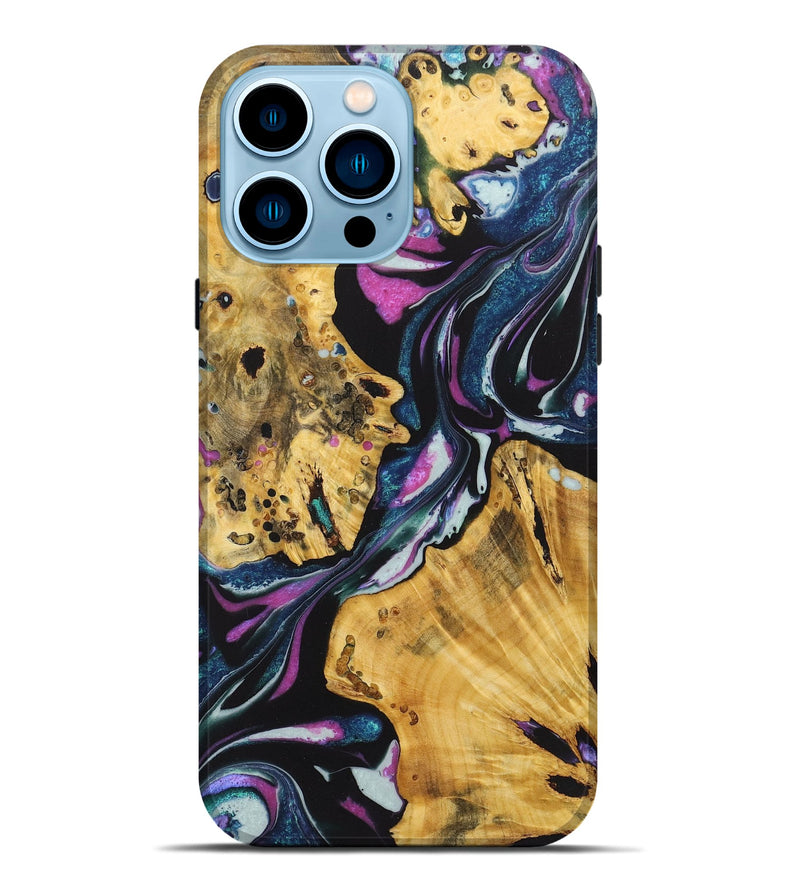 iPhone 14 Pro Max Wood+Resin Live Edge Phone Case - Bart (Purple, 722778)