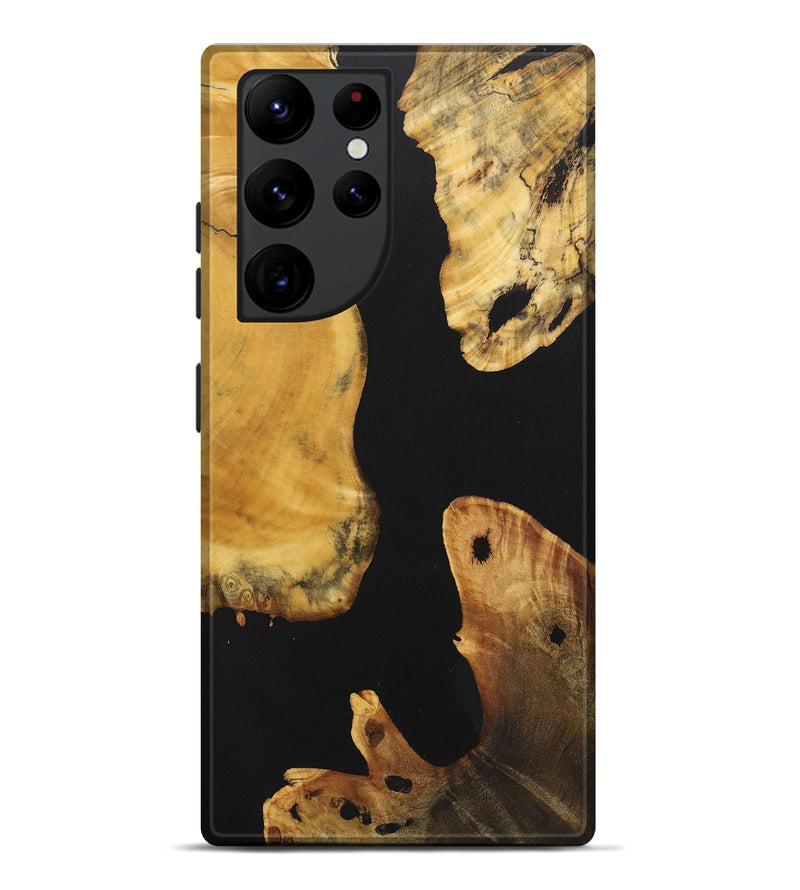 Galaxy S22 Ultra Wood+Resin Live Edge Phone Case - Carolyn (Pure Black, 722779)