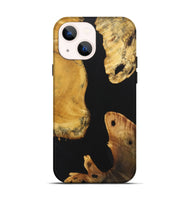 iPhone 14 Wood+Resin Live Edge Phone Case - Carolyn (Pure Black, 722779)