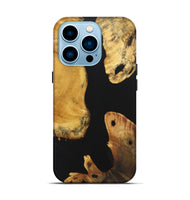 iPhone 14 Pro Wood+Resin Live Edge Phone Case - Carolyn (Pure Black, 722779)