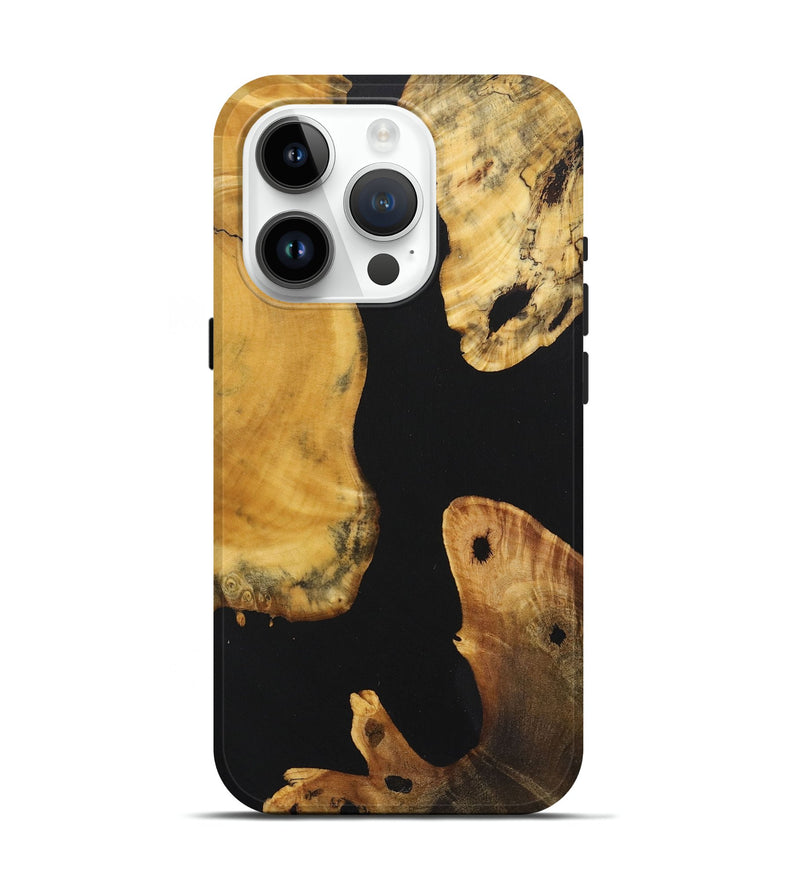 iPhone 15 Pro Wood+Resin Live Edge Phone Case - Carolyn (Pure Black, 722779)