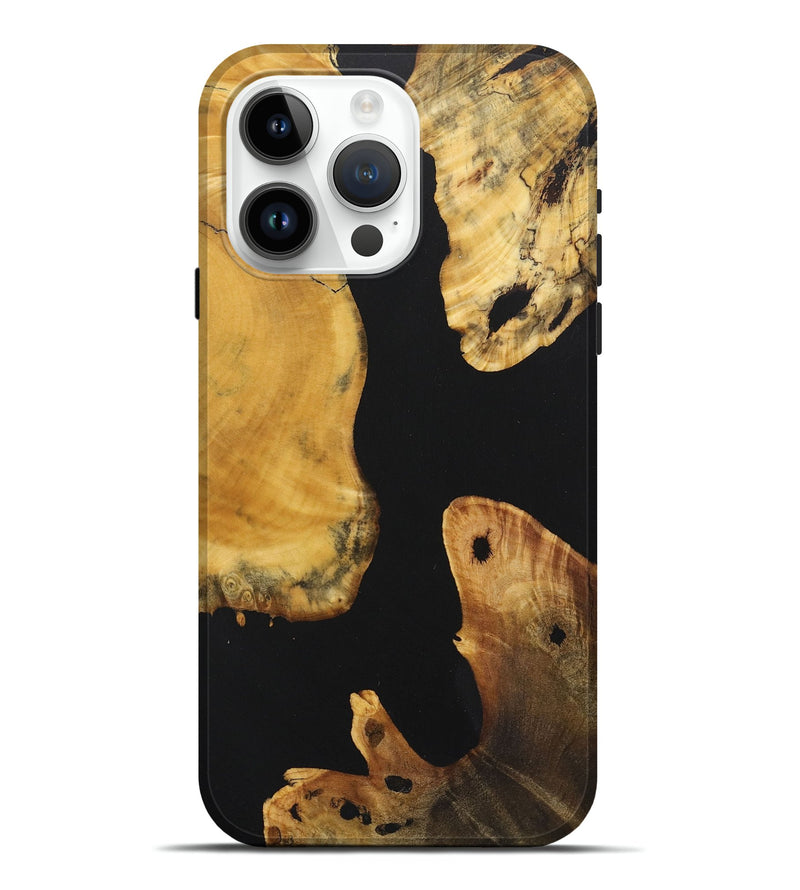 iPhone 15 Pro Max Wood+Resin Live Edge Phone Case - Carolyn (Pure Black, 722779)