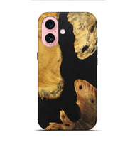 iPhone 16 Wood+Resin Live Edge Phone Case - Carolyn (Pure Black, 722779)