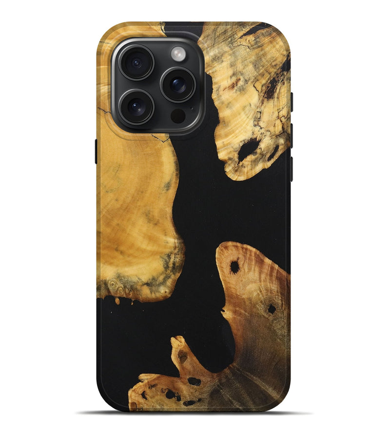 iPhone 16 Pro Max Wood+Resin Live Edge Phone Case - Carolyn (Pure Black, 722779)