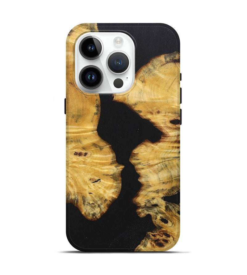 iPhone 15 Pro Wood+Resin Live Edge Phone Case - Everly (Pure Black, 722780)