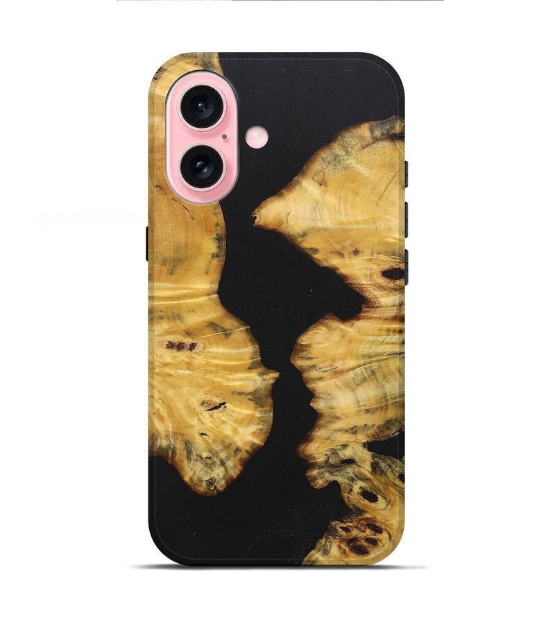 iPhone 16 Wood+Resin Live Edge Phone Case - Everly (Pure Black, 722780)