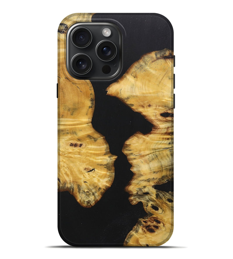 iPhone 16 Pro Max Wood+Resin Live Edge Phone Case - Everly (Pure Black, 722780)