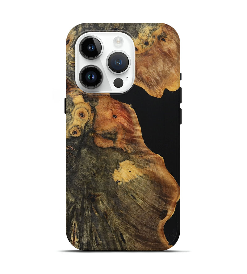 iPhone 15 Pro Wood+Resin Live Edge Phone Case - Lizzie (Pure Black, 722781)