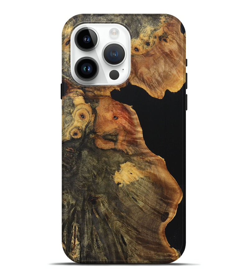 iPhone 15 Pro Max Wood+Resin Live Edge Phone Case - Lizzie (Pure Black, 722781)