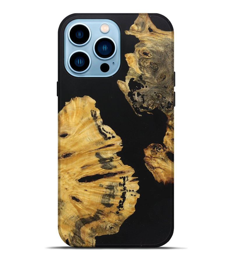 iPhone 14 Pro Max Wood+Resin Live Edge Phone Case - Colt (Pure Black, 722782)