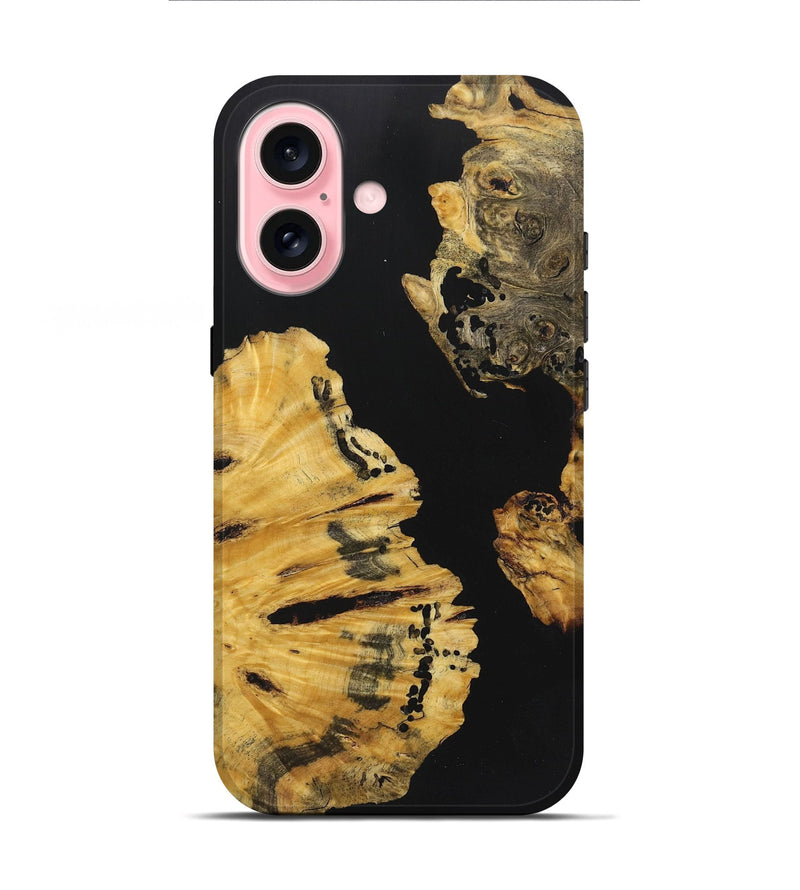 iPhone 16 Wood+Resin Live Edge Phone Case - Colt (Pure Black, 722782)