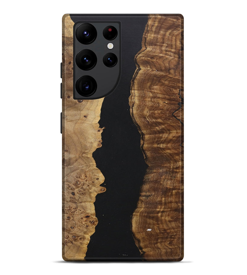 Galaxy S22 Ultra Wood+Resin Live Edge Phone Case - Jaiden (Pure Black, 722783)