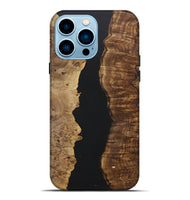 iPhone 14 Pro Max Wood+Resin Live Edge Phone Case - Jaiden (Pure Black, 722783)