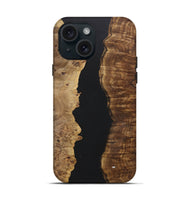 iPhone 15 Wood+Resin Live Edge Phone Case - Jaiden (Pure Black, 722783)