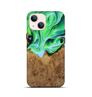 iPhone 13 mini Wood+Resin Live Edge Phone Case - Haylee (Green, 722786)