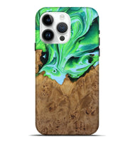 iPhone 15 Pro Max Wood+Resin Live Edge Phone Case - Haylee (Green, 722786)