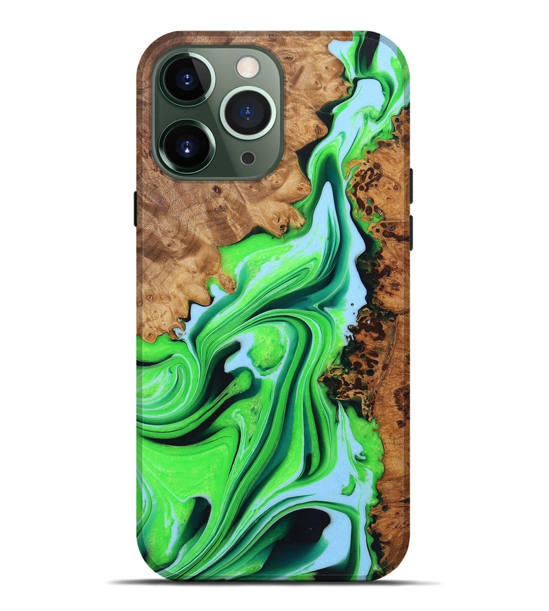 iPhone 13 Pro Max Wood+Resin Live Edge Phone Case - Oaklynn (Green, 722787)