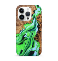 iPhone 15 Pro Wood+Resin Live Edge Phone Case - Oaklynn (Green, 722787)