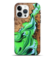 iPhone 15 Pro Max Wood+Resin Live Edge Phone Case - Oaklynn (Green, 722787)