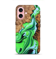 iPhone 16 Wood+Resin Live Edge Phone Case - Oaklynn (Green, 722787)