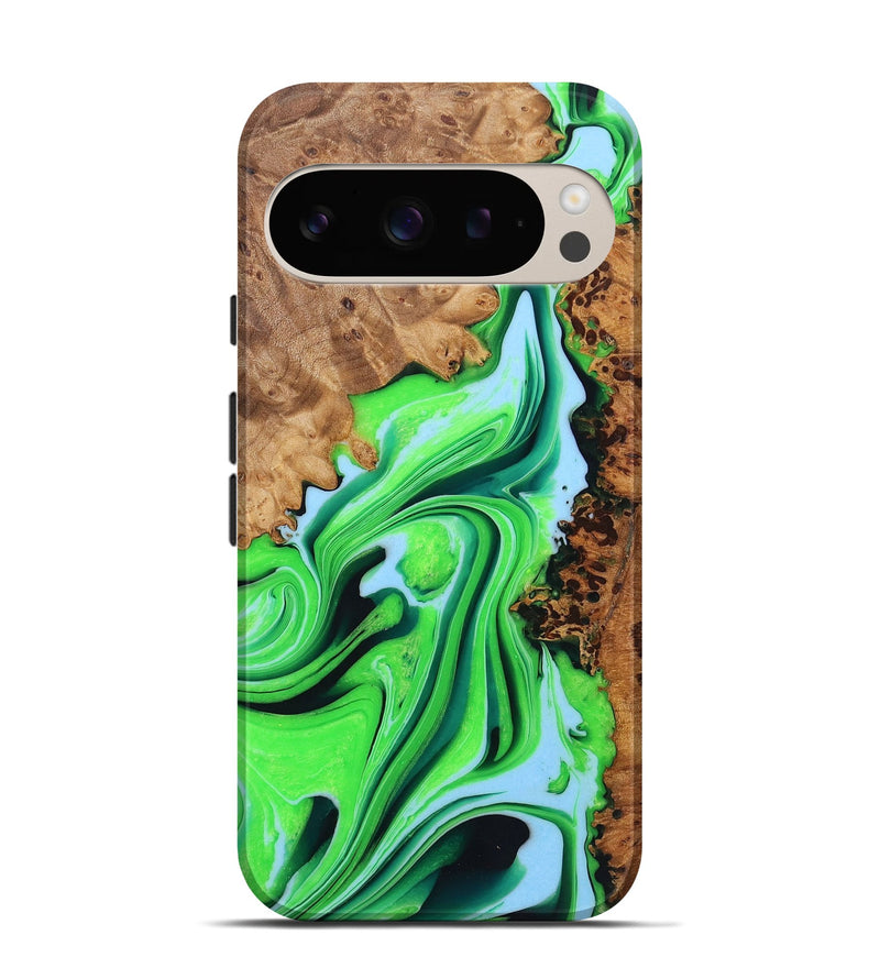 Pixel 9 Wood+Resin Live Edge Phone Case - Oaklynn (Green, 722787)