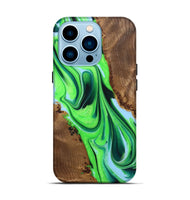 iPhone 14 Pro Wood+Resin Live Edge Phone Case - Eduardo (Green, 722788)