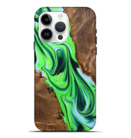 iPhone 15 Pro Max Wood+Resin Live Edge Phone Case - Eduardo (Green, 722788)