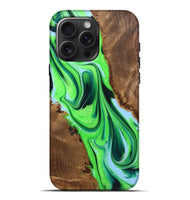 iPhone 16 Pro Max Wood+Resin Live Edge Phone Case - Eduardo (Green, 722788)