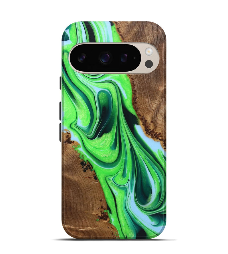 Pixel 9 Wood+Resin Live Edge Phone Case - Eduardo (Green, 722788)