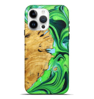 iPhone 15 Pro Max Wood+Resin Live Edge Phone Case - Dwight (Green, 722789)