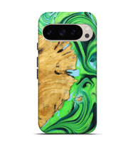 Pixel 9 Wood+Resin Live Edge Phone Case - Dwight (Green, 722789)