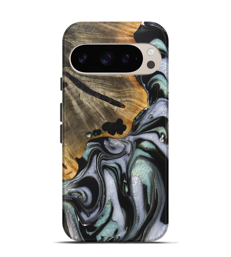 Pixel 9 Wood+Resin Live Edge Phone Case - Louis (Green, 722791)