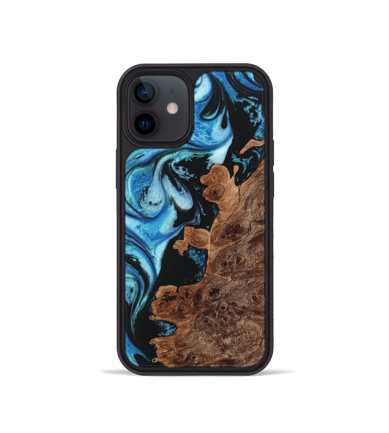 iPhone 12 mini Wood+Resin Phone Case - Miriam (Blue, 722797)