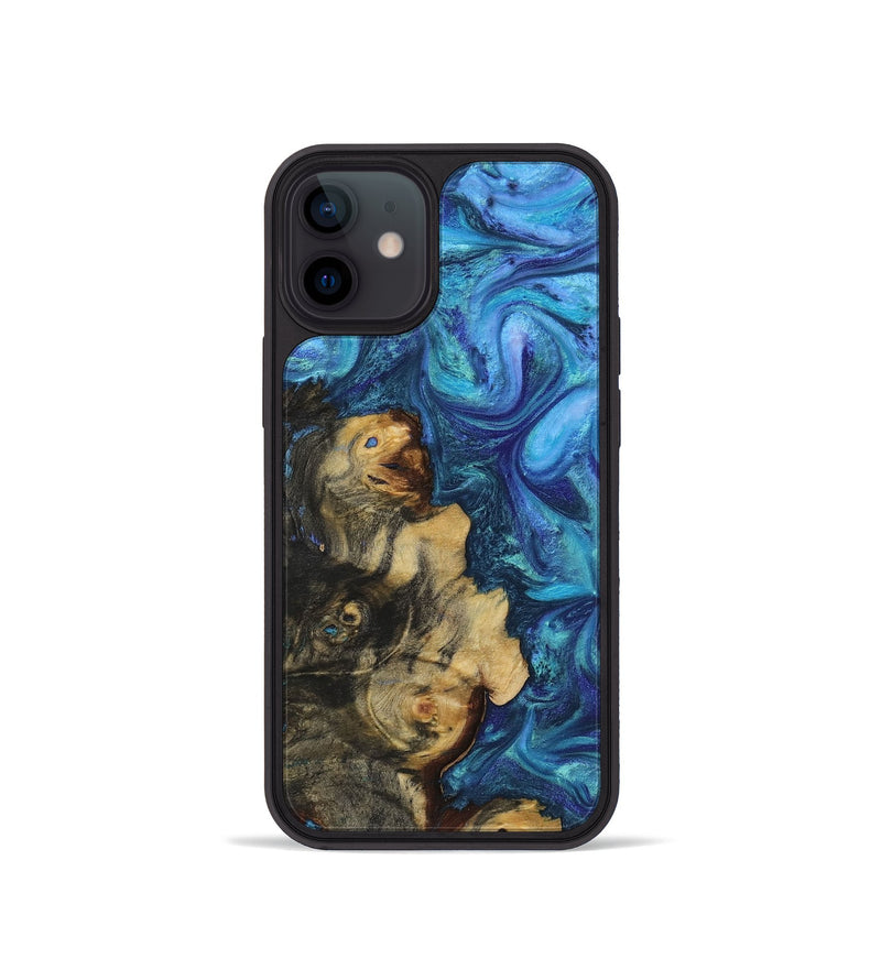 iPhone 12 mini Wood+Resin Phone Case - Jasmine (Blue, 722799)