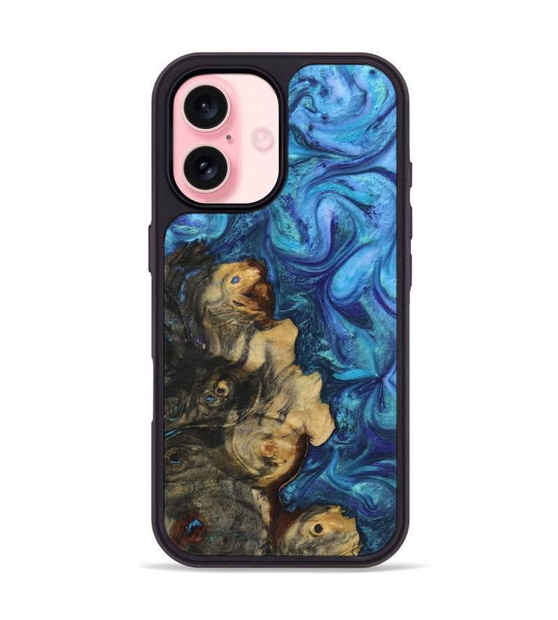 iPhone 16 Wood+Resin Phone Case - Jasmine (Blue, 722799)