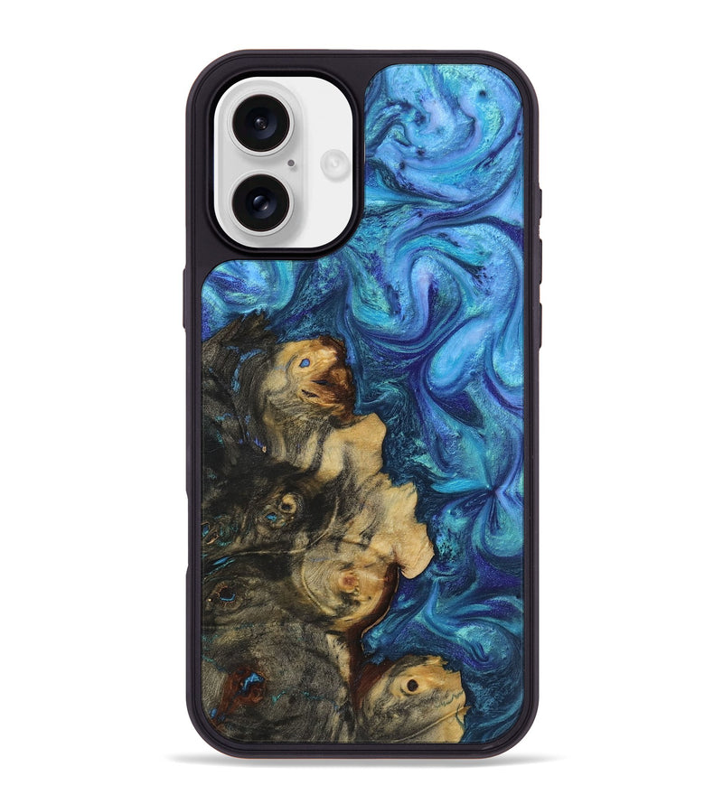 iPhone 16 Plus Wood+Resin Phone Case - Jasmine (Blue, 722799)