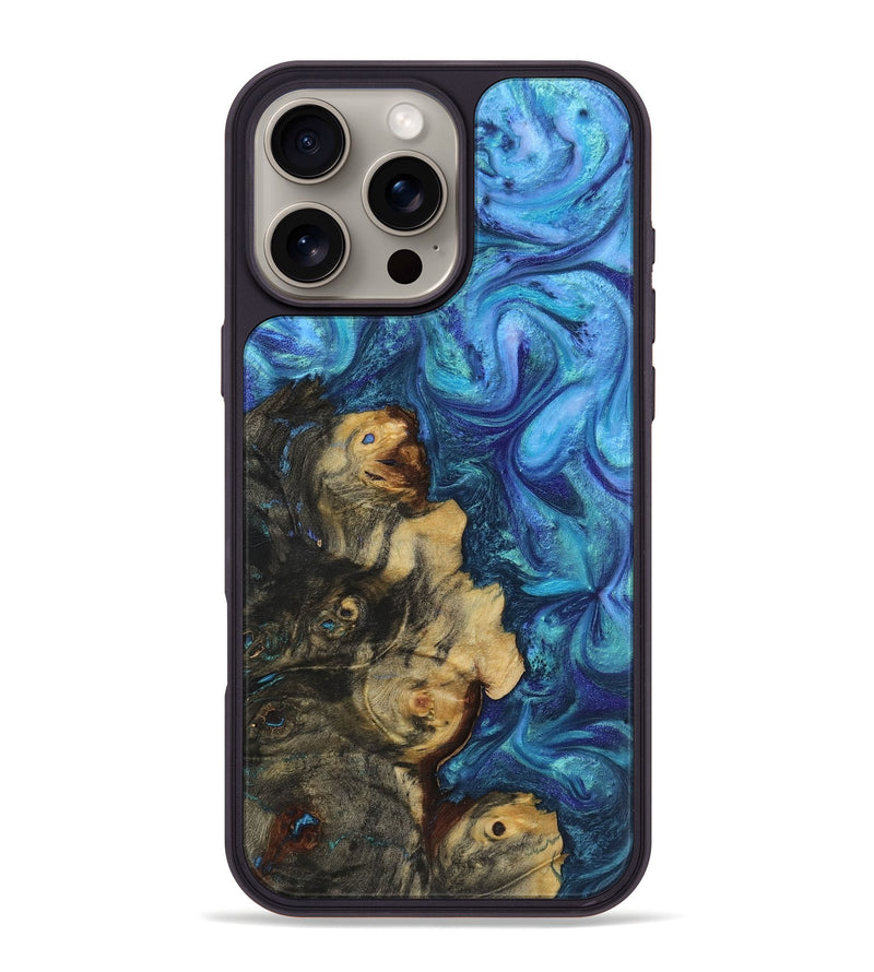 iPhone 16 Pro Max Wood+Resin Phone Case - Jasmine (Blue, 722799)