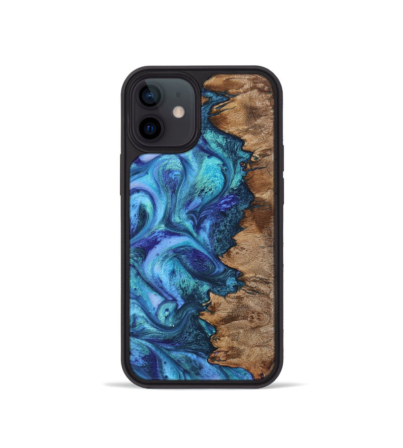 iPhone 12 mini Wood+Resin Phone Case - Lauryn (Blue, 722801)