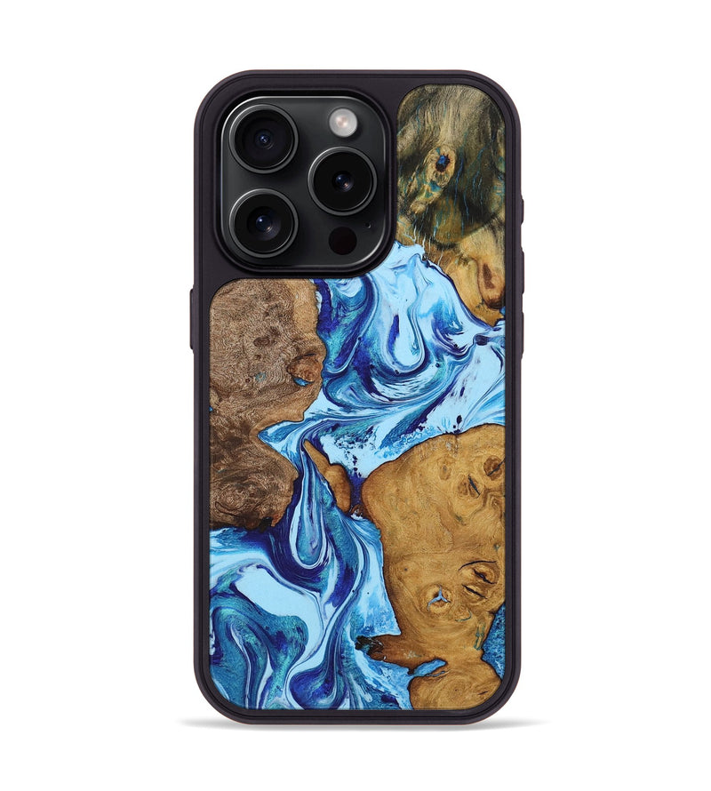 iPhone 15 Pro Wood+Resin Phone Case - Muhammad (Blue, 722802)